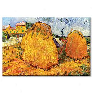 Haystacks In Provence Canvas Print By Van Gogh