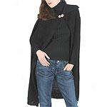 Helen Welsch Zig-zag Knit Cape With Brooch Cosure