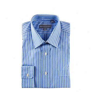 Hickey Freeman Blue Wide Stripe Dress Shirt