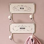 His And Hers Double Hook Wall Flat plate of metal Set
