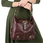 Hy;e Pebbled Leather Handbag With Topstitching