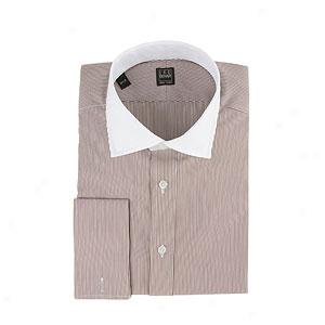 Ike Behar Brown Role Stripe Dress Shirt