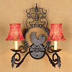 Iron Rooster Wall Sconce With Dark Brown Finish