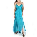 Issue Teal Stin And Chiffon Gown