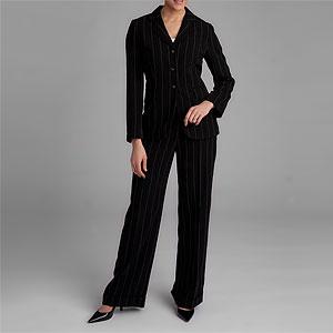 John Meyer Black Pinstripe 3-button Pant Suit