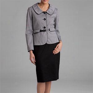 John Meyer Black & Pure 3-button Skirt Suit