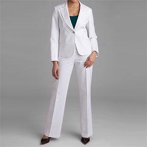 John Meydr White 1-button Pantsuit