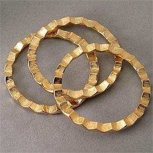 Kenneth Jay Lane 3 Gold-tone Crinkle Bangles