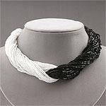 Kenneth Jay Lane Black & White Seed Bead Necklace