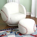 Kids' Baseball wSivel Chair & Ottoman