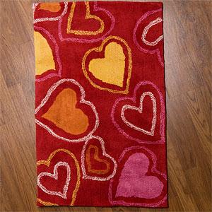 Kid Red And Pink Hearta Rug