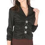 Km Collections By Milla Bell Ruched Black Blouse