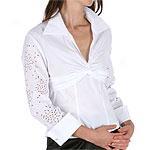 Km Collections White Taffeta Floral Cut-out Top