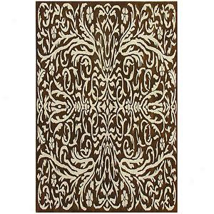 Knob Hill Damask Brown Hand Tufted Rug