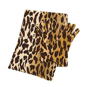 La Fiorentina 2pc Leopard Print Scarf & Glove Set