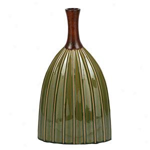 Large Green Brown Ceramic Vase