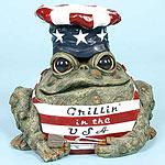 Large Grillin' Toad Garden Statue - Dark Natural