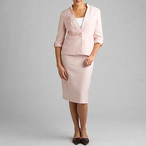 Larru Levine Pink Herringbone 1-button Edge Suit
