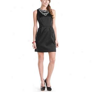 Launfry By Shelli Segal Black Jeweled Dress