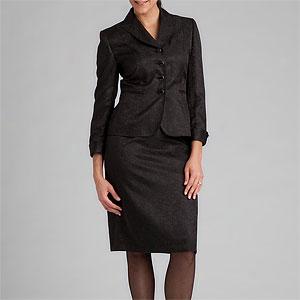 Le Suit Jaquard 3-button Skirt Suit