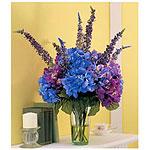 Lifelike Hydrangea Water Garden In Flared Vase