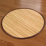 Light Tan 3' Round Bamboo Rug With Cotton Border