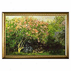 Lilacs In The Sun By Monet Framed Canvas Print