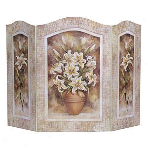 Lily Hand Painted Fireplace Screen