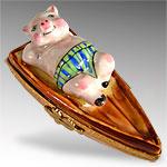 Limoges Pig In A Boat