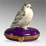 Limoges Porcelain Owl With Base Box