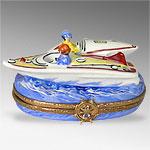 Limoges Porcelain Speed Boat Box