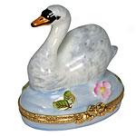 Lim0ges Porcelain Swimming Swan Box