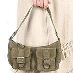 Liz Soto Small Olive Suede Handbag With Pockets