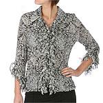 Lloyd Williams Printed Die Cut Crinkle Blouse