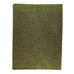 London Mix Green Hand Woven Shag Rug