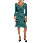 London Times Turquoise Ethnic Jersey Dress