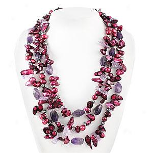 Lucien Piccard 9mm Pearl & Amethyst Necklace