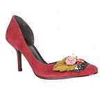Luichiny Suede Open Side Pump With Flower