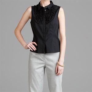 Magaschoni Black Sleeveless Ruffle Top