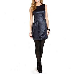 Marc New York Dark Grey Pleated Dress