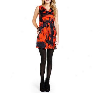 Marc New York Red Printed Cwol Neck Dress