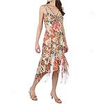 Mary L. Couture Beaded Floral Silk Hanky Hem Dress