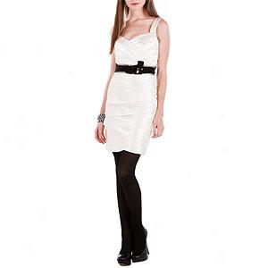 Max & Cleo Eggshell Satin Raw Edge Dress