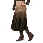 Max Studio Brown Ombre-dyed Corduroy Tiered Skirt
