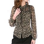 Max Studio Petite Ruffled Silk Blouse
