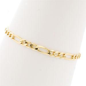 Mens 14k Yellow Gold Figaro Bracelet