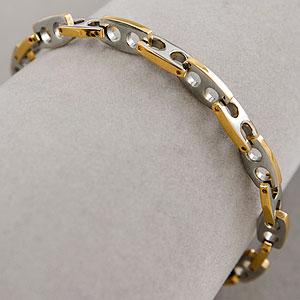 Mens 8.5 In Steel & 18k Gold Marine Link Bracelet