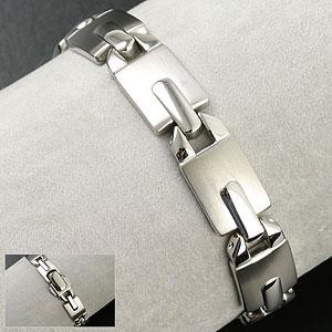 Men's Brushed Stainless Steel Lock Lnk Bracelet