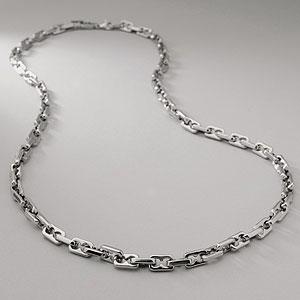 Mens Polished Stainless Steel Marlne Link Necklace
