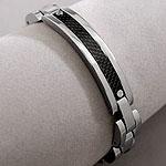 Men's Stainless Steel & Carbon Heavy Link Bracelet